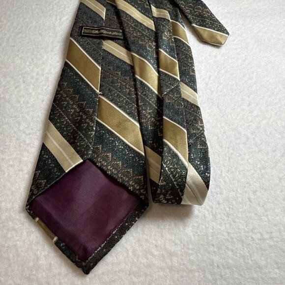 2 Vintage Sears The Men's Store Neck Tie Brown Blue Gold Tan - Picture 7 of 11
